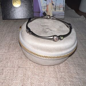 Freida Rothman matte Black slide on bangle with Crystal Accents